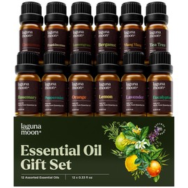 Lagunamoon Essential Oils Set - 12 Piece Premium Grade Home Essentials Oils - for Diffusers, Fragrance, Scents for Candle Making, Soap, Slime - Natural Aromatherapy Oils for Skin, Hair - Home, Office