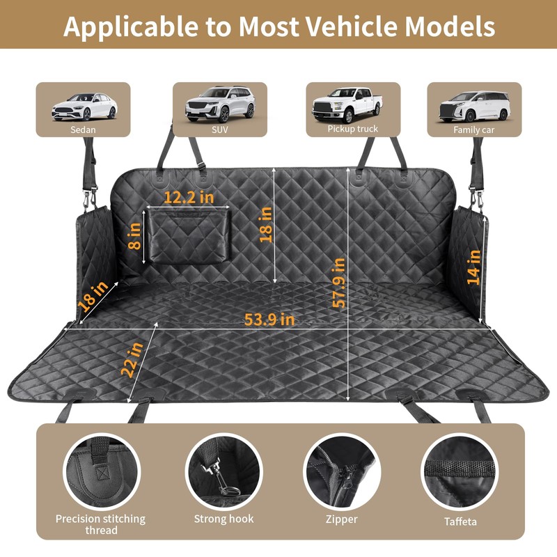 Viaviat Dog Car Seat Cover,Pets Back Seat Extender,600D Heavy Durable