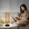 Rattan Table Lamp, Touch Control Bedside Table Lamp with Black