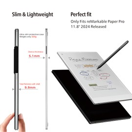 JvKzaen Case for Remarkable Paper Pro Color 11.8”,Slim Hard Back Shell Protective with Pen-Buckle,Smart Magnetic Cover for Remarkable Paper Pro 11.8" Color 2024 Released Tablet Only(Black)