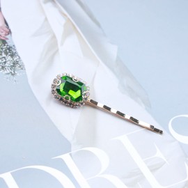Cimenexe Bohemian Emerald Hair Clip Green Crystal Hair Pins Clips Paved Cz Hair Barrette Rhinestone Barrette Headclip Vintage Hairpins Headwear Decorative Bobby Pins Gold Hair Accessories Jewelry