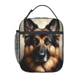 ainori Reusable Cool Dog Lunch Box for Kids Girls Boys Women Adult, Insulated German Shepherd Lunch Bag,Polyester Cooler Handbags Case for School Picnic Work Travel Beach or Hiking