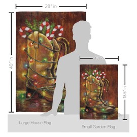 Breeze Decor FK114002-BO Xmas Boots Winter Christmas Decorative Vertical Kit, House & Garden Flags Set w/Flagpole, Multi-Color