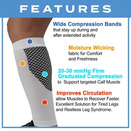 Kinship Comfort Brands® Compression Calf Sleeve Support for Lymphedema, Shin-Splints, Vericose Veins and Achilles Pain. Running Accessories for Women & Men, Compression Sleeves for Legs | (S,M,L,XL)