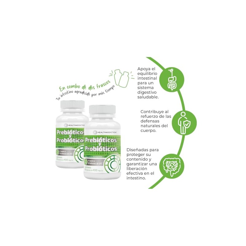 HEALTHADDICTION - 2 Pack Probióticos y Prebióticos - Fórmula Avanzada