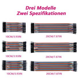 Jumper Wire 40 x 10 cm, 40 x 20 cm, Male to Male, Female to Female, Male to Female Jumper Wires, Total 240 Items, Breadboard, Cable Jumpers 28AWG Wire Bridges for M2M/F2M/F2F Arduino (10 x 3 + 20 x 3)