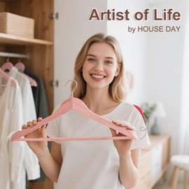 HOUSE DAY Cedar Hangers for Closet 30 Pack, Smooth Cedar Wood Hangers with Rings, 360° Swivel Hook, U-Shape Notched, Non Slip Pant Bar, Sturdy Wooden Clothes Hanger for Coats, Dresses, Suits