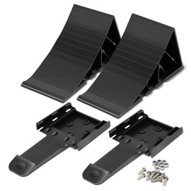 DNA MOTORING 2pcs Wheel Chocks Tire Chocks, Trailer Wheel Chocks RV Wheel Chocks for RV Trailer, Keeps Trailer in-Place, with Bracket, Black, TOOLS-00697