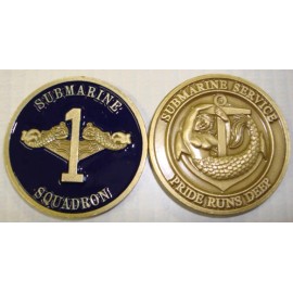 NAVY SUBMARINE SERVICE SQUADRON 1 GOLD DOLPHINS PRIDE RUNS DEEP CHALLENGE COIN