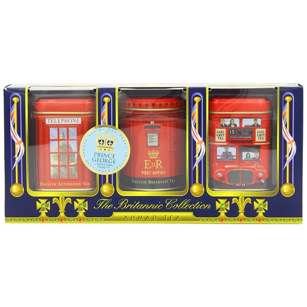 Ahmad Tea Britannia Collection, Loose Tea, Three Variety Flavors, 3 Count Box of 0.88 Ounce Tin
