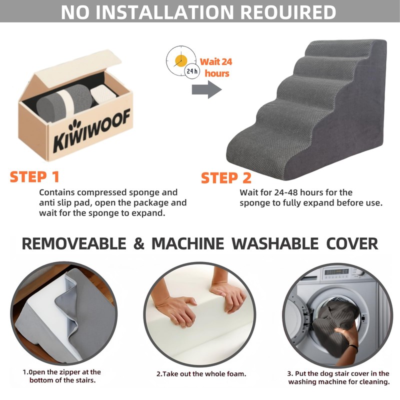 5 Step Pet Stairs Ramp for High Beds Sofas 23-30