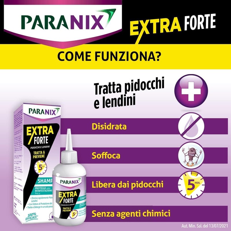 Paranix Shampoo Extra Forte Tratta & Previene Pidocchi e Lendini