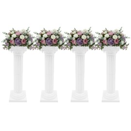 4Pcs Wedding Roman Column, Artistic Roman Column Statue Party Flowerpot Holder Wedding Event Decorative Columns for Wedding Prom Formal Dances 10.63*10.63*34.65inch