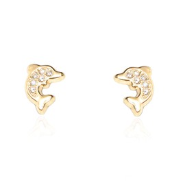 18ct Yellow Gold dolphin Children's Earrings