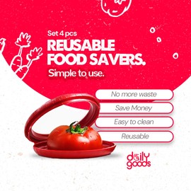 Daily Goods Avocado saver and onion storage - Set of 4 reusable food storage containers for fridge, keeps avocados fresh - ideal kitchen organizers and storage for fruits and vegetables