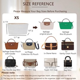 OAikor Upgraded Longchamp Mini Organizer Insert, DupontPaper Lightweight Bag Organizer Insert Compatble with Longchamp le pliage Mini Pouch Handbag Inner Shaper (XS,Black)