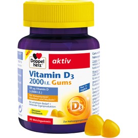 Doppelherz Vitamin D3 - Vitamin D contributes to the normal function of the immune system - 40 delicious gums with lemon flavour