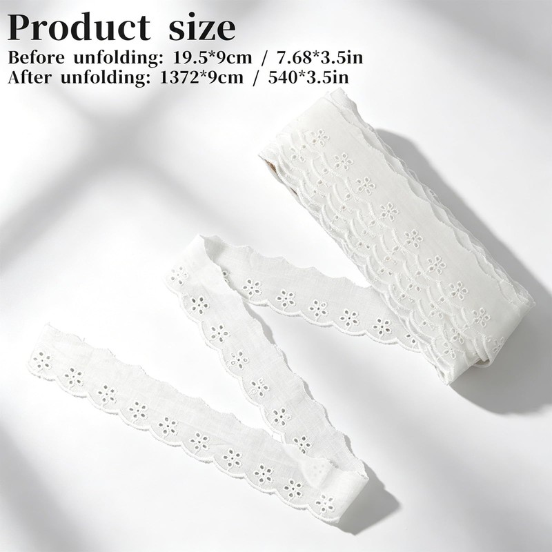 15 Yards Cotton Lace Trim, 1.8 Inch Eyelet Lace