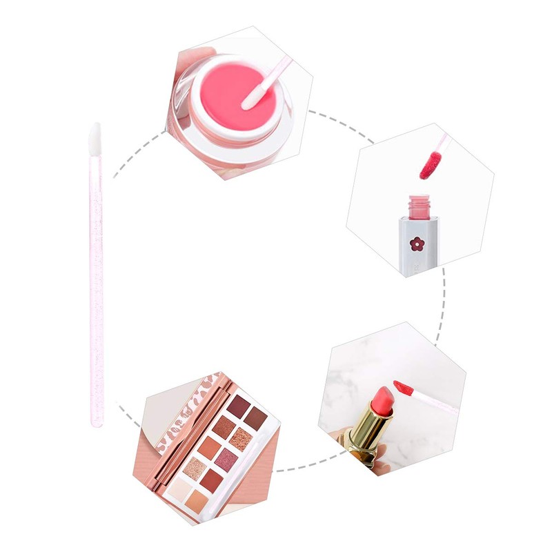 Elisel 100 Pcs Disposable Crystal Lip Brushes Make Up Lip