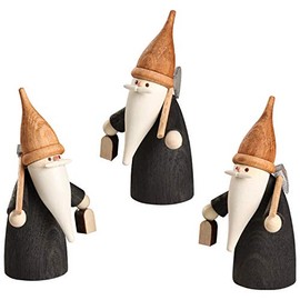 Seiffener Volkskunst Miniature Figures Miniature Figures Christmas Decoration from the Ore Mountains Original Ore Mountains Wooden Art Mountain Gnome 3 Pieces 7 cm