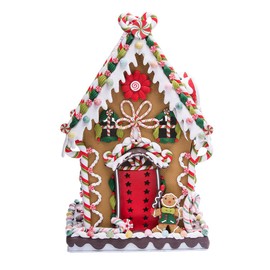 Kurt Adler J3579 Claydough and Metal Cookie and Candy Lighted House Decoration, 13-1/4-Inch
