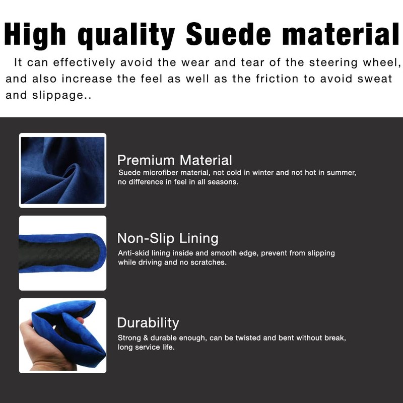 BROVACS SWT2011RD Steering Wheel Cover Suede Universal Anti-slip Design O