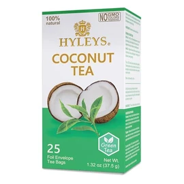 12 Pack of Hyleys Natural Wellness Coconut With Green Tea - 25 Tea Bags (100% Natural Gmo Free, Gluten Free, Dairy Free, Sugar Free)