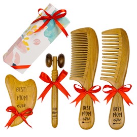 Wooden Comb, Mom Birthday Gifts, Gifts for Mom, Best Mom Ever Gifts, Birthday Gifts for Women, Facial Beauty Roller Skin Care Tools, Mother's Day Gifts for Mom
