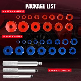 BIG RED Bearing Press Kit,33pc Bearing Race and Seal Driver Set with Metric SAE Adapters, Seal Driver Set with 3 Knurled Handles,Bushing Driver Set for Wheel Bearing Installation,ATRQX003R