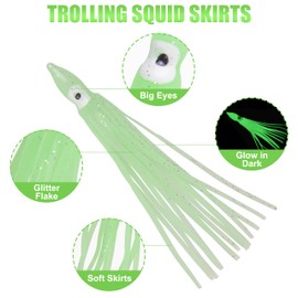 OROOTL Squid Skirts Octopus Skirts Saltwater Trolling Lures Soft Plastic Fishing Lures Glow Octopus Lures Squid Skirt Bait for Sea Bass Salmon Trout Tuna Multicolored 7cm 9cm 11cm
