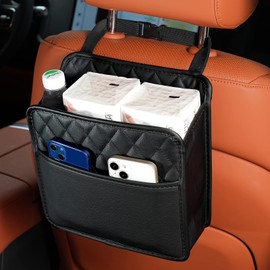 FrgKbTm Bolsa colgante para asiento de coche, soporte para documentos de coche, multibolsillo, bolsa de almacenamiento, organizador de viaje, bolsa...
