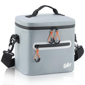 Sydioor Small 7 Can Cooler Bag Leakproof, Soft 7 L Cool Bag Insulated for 1-2 Person with Removable Shoulder Strap, Portable Thermal Waterproof for Camping Beach Picnic Lunch, Grey