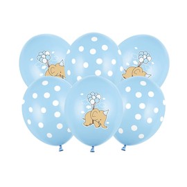 Luftballons 30cm 6er Set mit Aufdruck Elefant Punkte Latex Geburt Babyparty Kindergeburtstag blau