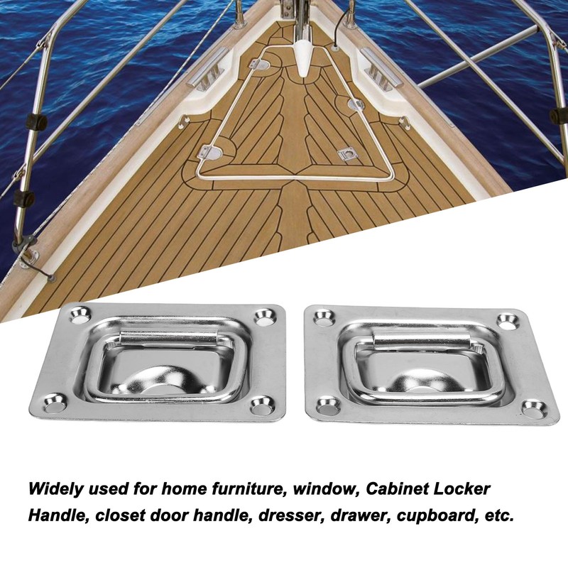 76 X 57mm 2PCS Flush Lift Pull Ring Handle 304