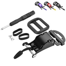 Lamborsafe Helmet Quick Release Buckle Kit, Motorcycle Helmet Chin Strap Clip for Full Face, 3/4, Half Helmets with D-Rings, Fast Release Fasteners Made by Safe Ratcheted Stainless Steel(Black)