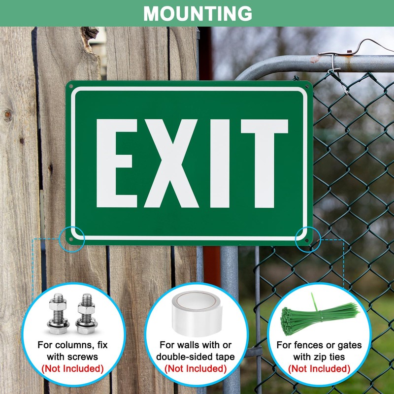 M METERXITY 2-Pack Exit Sign 12x8 Inch Aluminum Reflective Enter