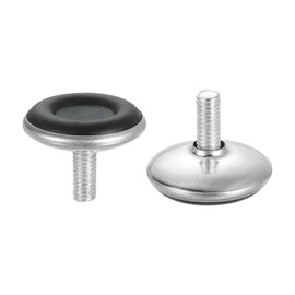 DTGN M6x15x30mm(DxLxOD) Screw on Furniture Glide Leveling Feet - 4Pack - Good for Furniture - Adjustable Thread Furniture Leveler - Silver