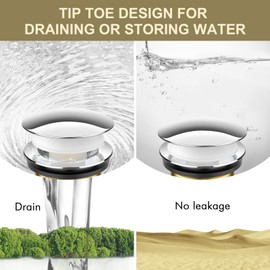 Yaseingoo Coarse Thread Mushroom Tip-Toe Bathtub Drain Stopper - Bath Tub Drain Replacement - Tub Drain Kit with Hair Catcher - European Style Round Full Cover Mushroom Tip-Toe - Chrome