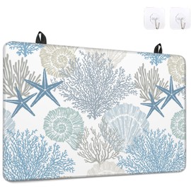 Electric Stove Top Cover,Starfish Seashell Stove Top Covers,Blue Heat Rubber Resistant Glass Cooktop Cover,Range Stovetop Protector,Dish Drying Mats,Heat Resistant Mat(28"x19.5")