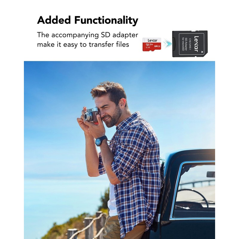 Lexar E-Series 64GB Micro SD Card, microSDXC UHS-I Flash Memory