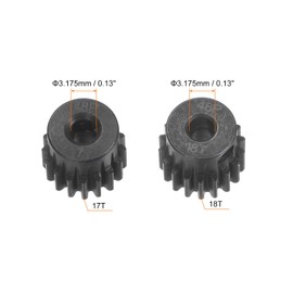 HARFINGTON 48P Hardened Pinion Motor Gear Set 2pcs 17T 18T Fit 1/8 inch RC Motor Shaft 48 Pitch Gears for RC Car, with Hex Key