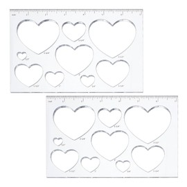PandaHall PH 2 Pieces 9 in 1 Heart Inlay Template Router Stencils Template Acrylic Templates Drawing Scale Ruler Drawing Tool Measuring Tool for School Office Home Supplies Woodworking 18 x 12 cm