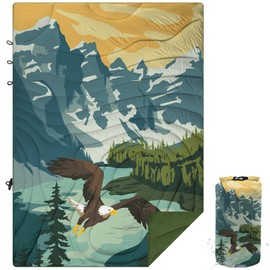 KawaGebo Kamp Outdoor Puffy Camping Blanket, Lightweight Windproof Warm Stadium Blanket, Packable Travel Camping Quilt for Cold Weather, Hiking, Backpacking, Sleeping, Hammock, Adventure 78"x 56"