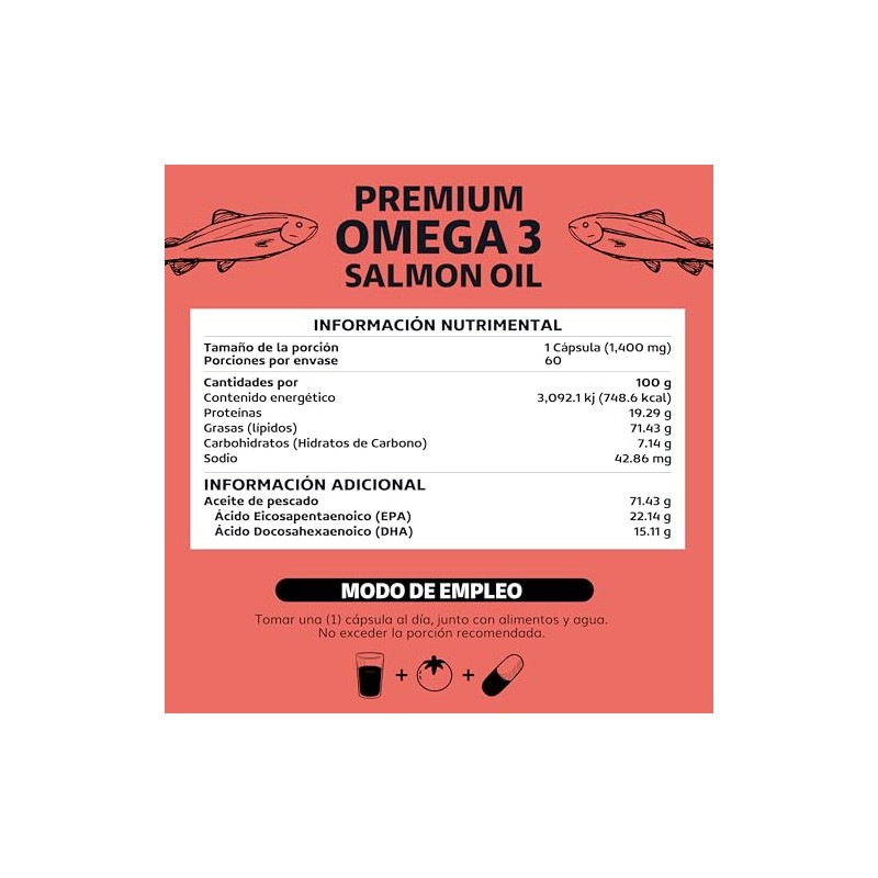 Omega 3 con Salmon Noruego 310mg EPA + 211mg DHA