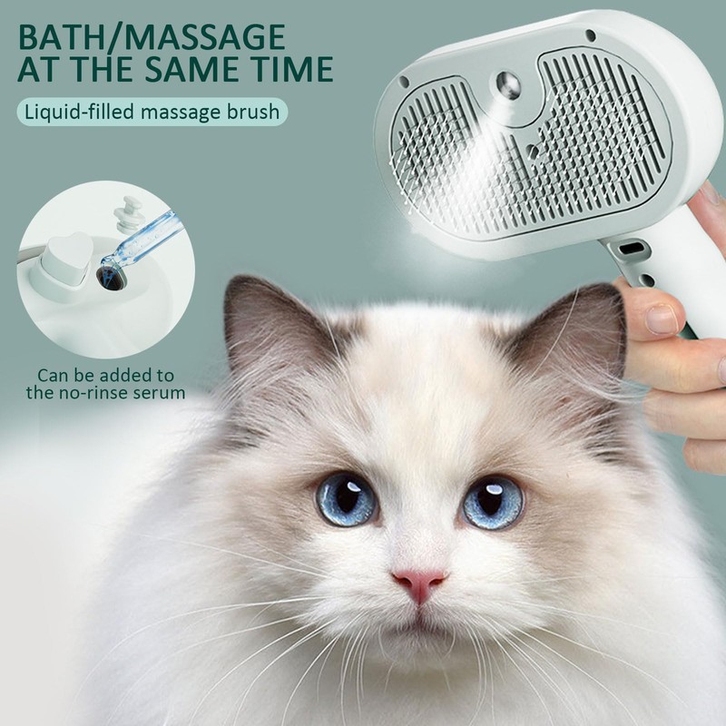 3 In 1 Self Cleaning Steamy Pet Brush, Pets Spray