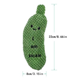 Pickle Squeaky Dog Toy - Durable Plush Chew Toy for Aggressive Chewers - Cute Stuffed Pickle Design with Squeaker - Ideal for Small/Medium/Large Dogs - Promotes Exercise & Companionship