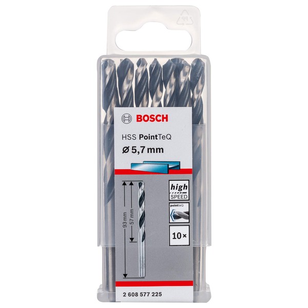 Bosch Professional 10-piece PointTeQ HSS Twist Drill Bit (for metal, 5.7 x 57 x 93 mm, drill driver accessories)
