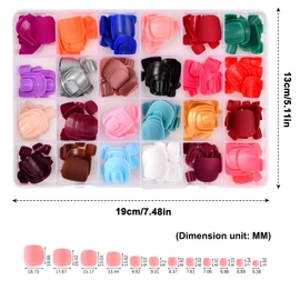 Pack of 576 Matte False Toenails, 12 Sizes Artificial Nails for Toes, 24 Colours Toenails for Sticking, Square Press on Short Toenails, Fake Toenails for Women Girls