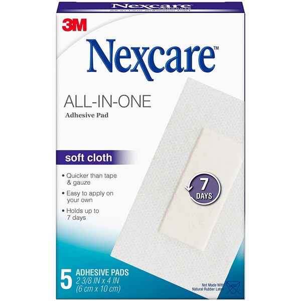 Nexcare Soft Cloth Premium Adhesive Pad, White, 5 Count