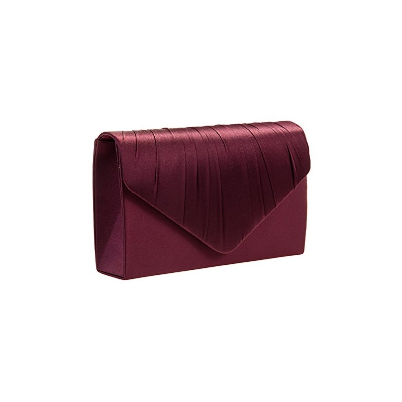 Purple Possum UK Burgundy Satin Envelope Clutch Bag, Claret Evening